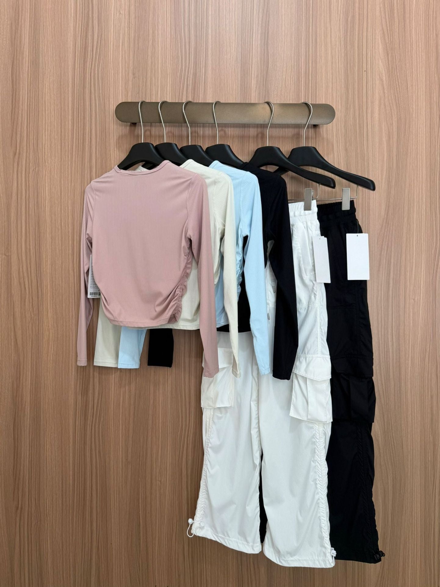 All it takes Threaded Long Sleeve Yoga Sports T T-shirt Fitness High Waist Pleated Slim Top