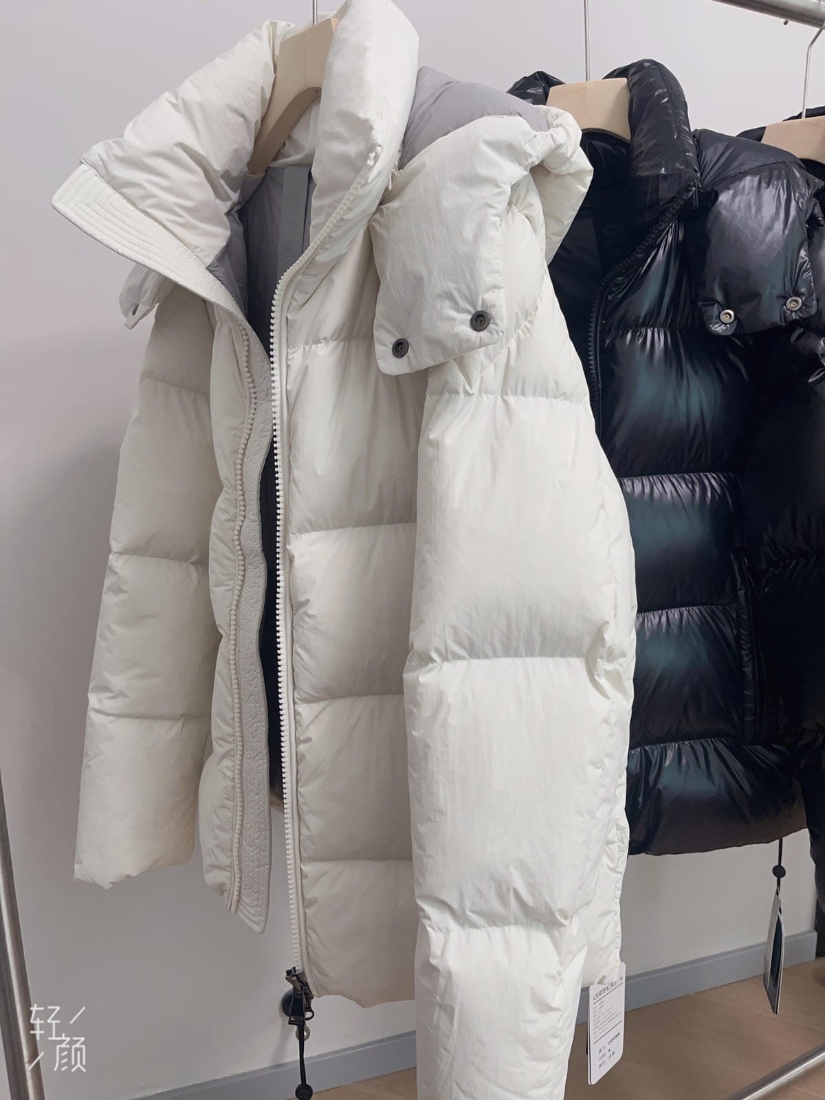 White Duck Down Hooded Jacket Puffy Fluffy Woman Cloud-like Soft Warm Unisex Man Pocket Hood Black 850FP Model2306