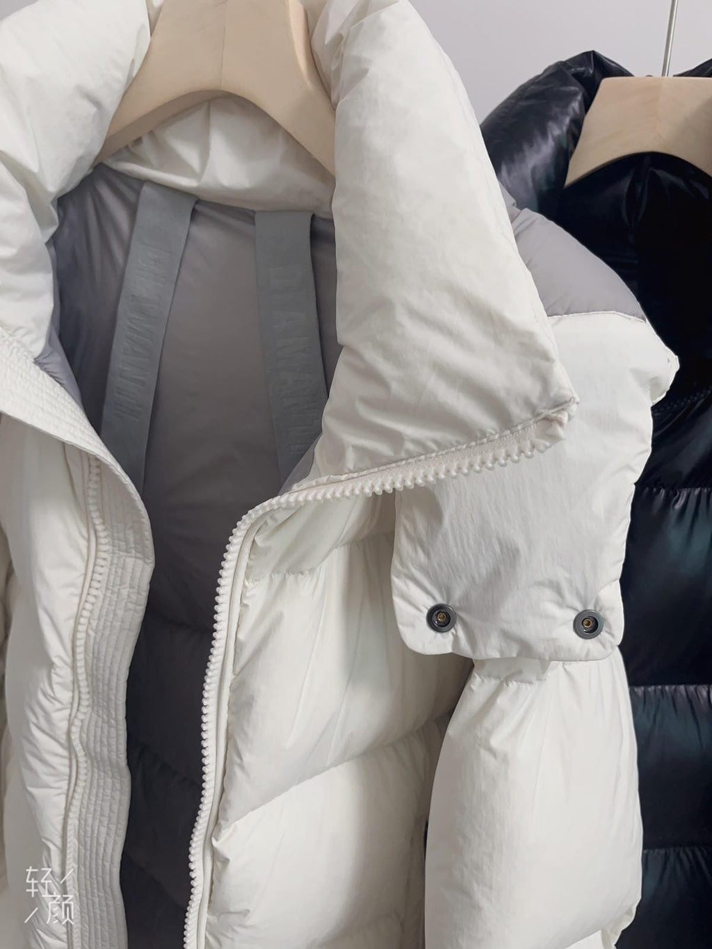 White Duck Down Hooded Jacket Puffy Fluffy Woman Cloud-like Soft Warm Unisex Man Pocket Hood Black 850FP Model2306