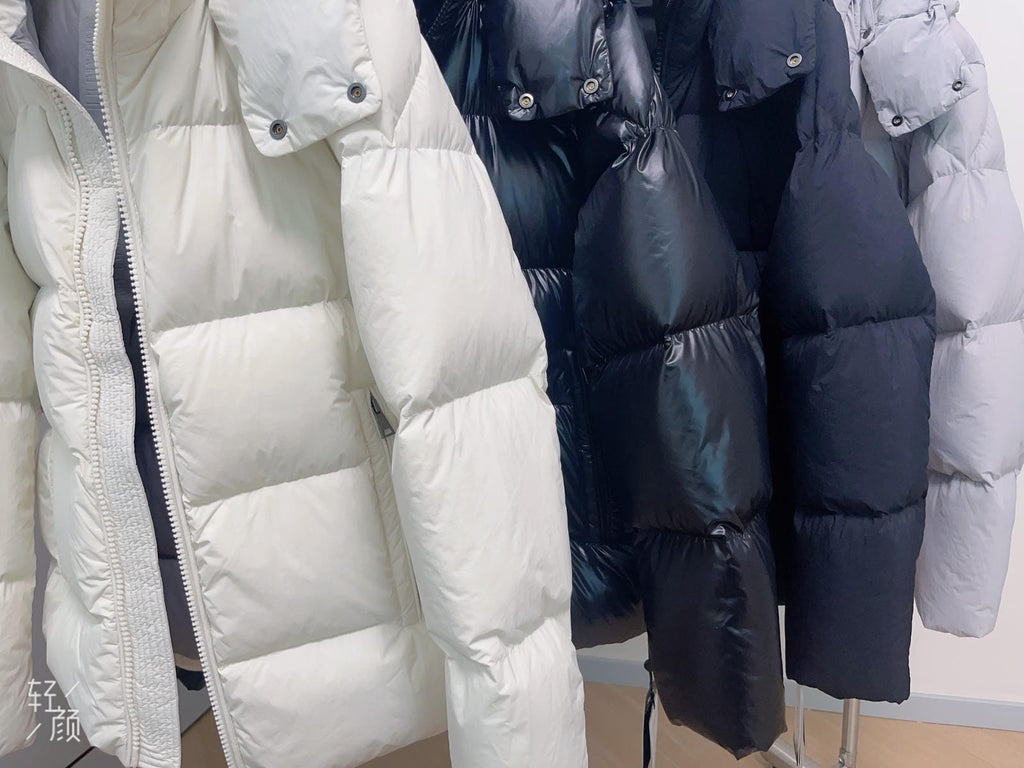 White Duck Down Hooded Jacket Puffy Fluffy Woman Cloud-like Soft Warm Unisex Man Pocket Hood Black 850FP Model2306