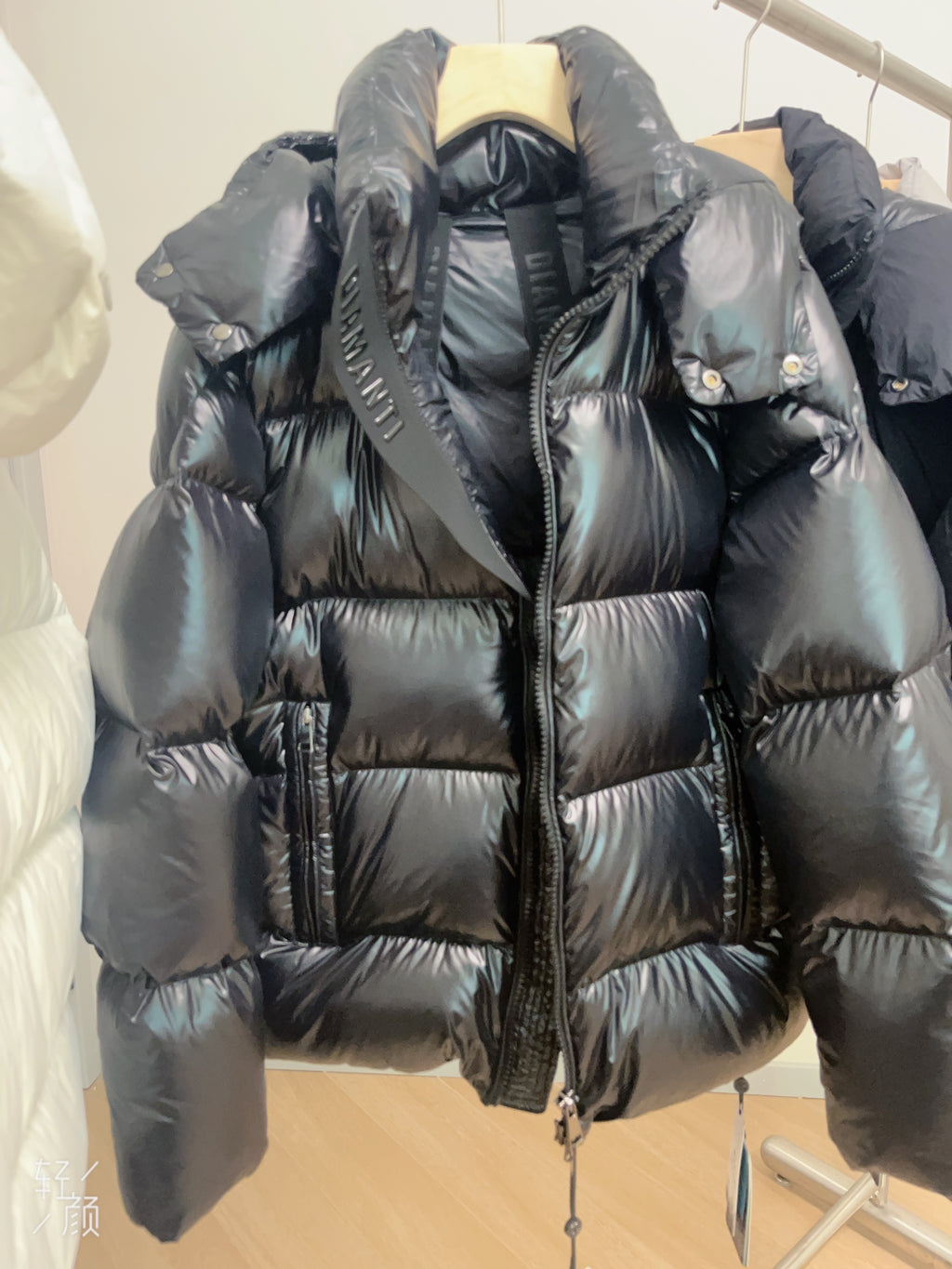 White Duck Down Hooded Jacket Puffy Fluffy Woman Cloud-like Soft Warm Unisex Man Pocket Hood Black 850FP Model2306