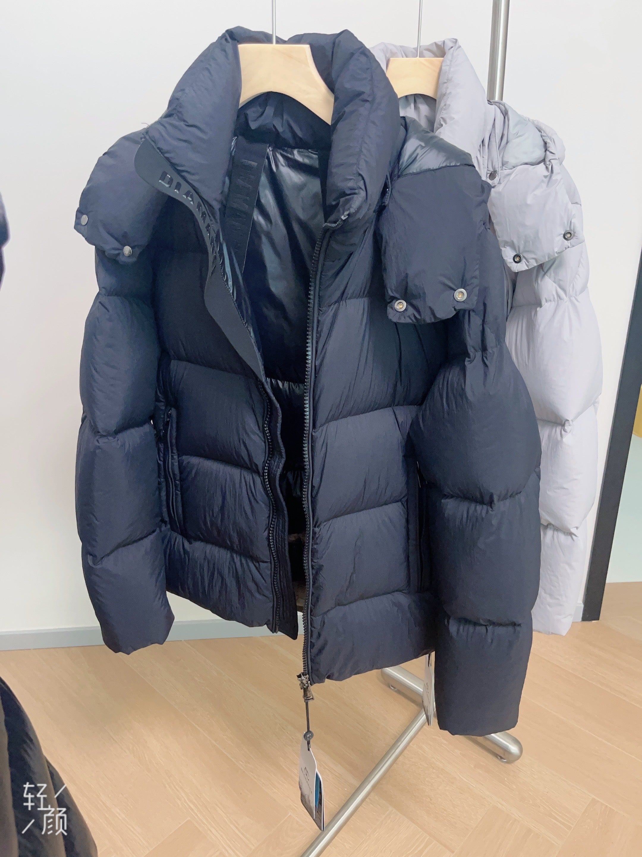 White Duck Down Hooded Jacket Puffy Fluffy Woman Cloud-like Soft Warm Unisex Man Pocket Hood Black 850FP Model2306