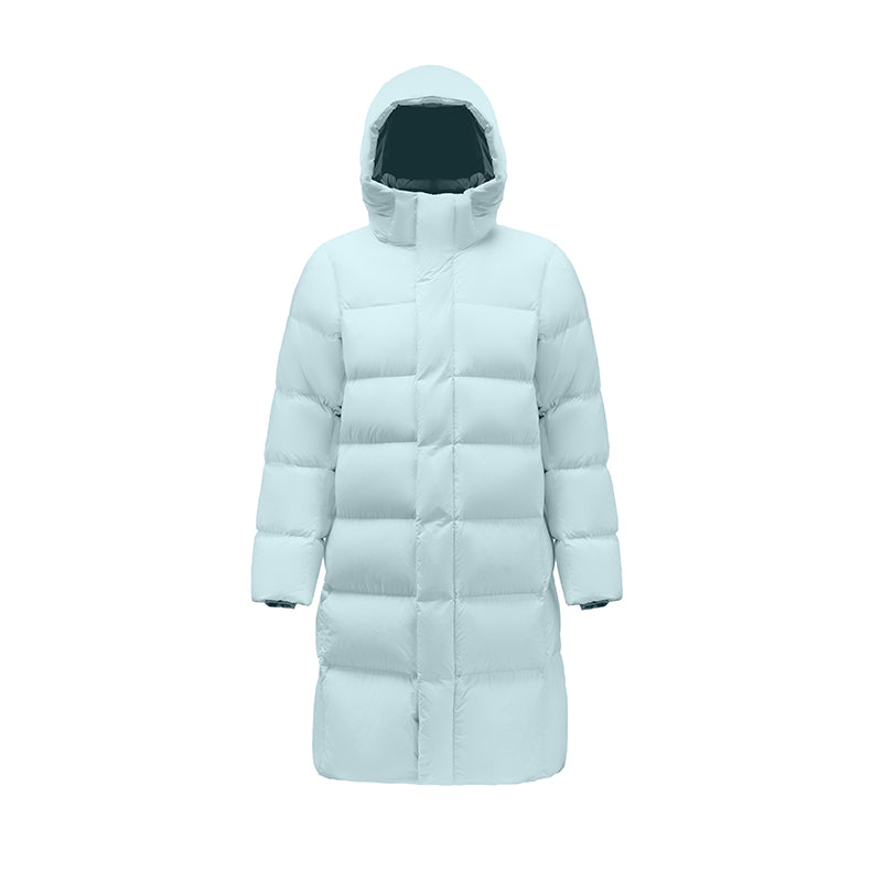 Long Duck Down Jacket With 7  horizontal baffles Hooded Warm Puffy Unisex Women Black White Grey Easy Clean 850FP model2360