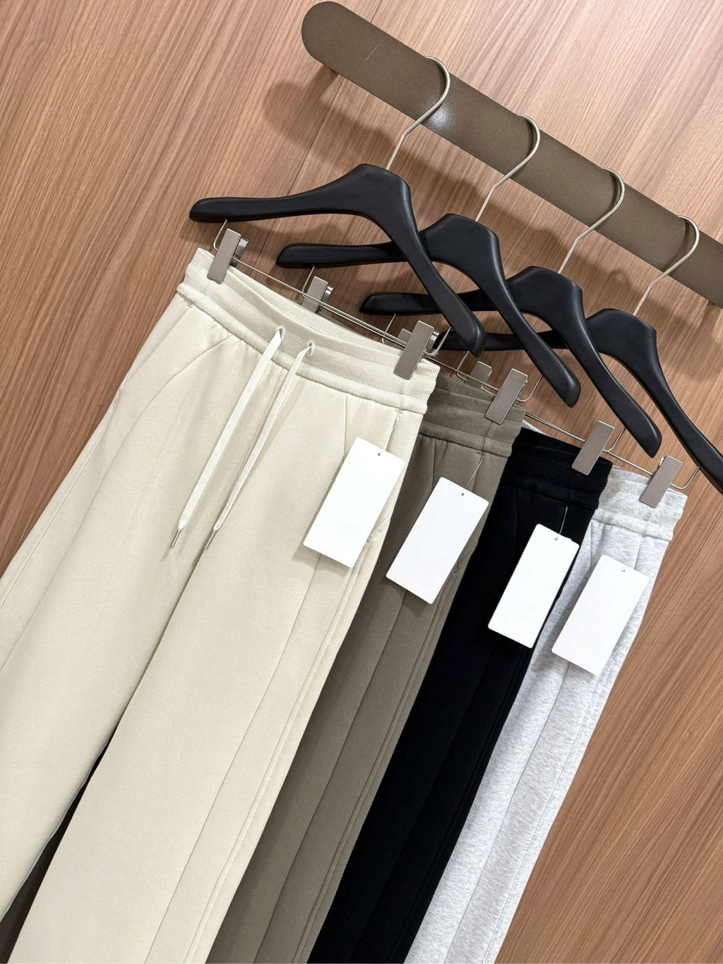 Scub Fleece-Lined High-Waisted Drawstring Wide-Leg Pants Warm Casual Versatile Slimming Autumn Winter Floor-Length Sweatpants 1266