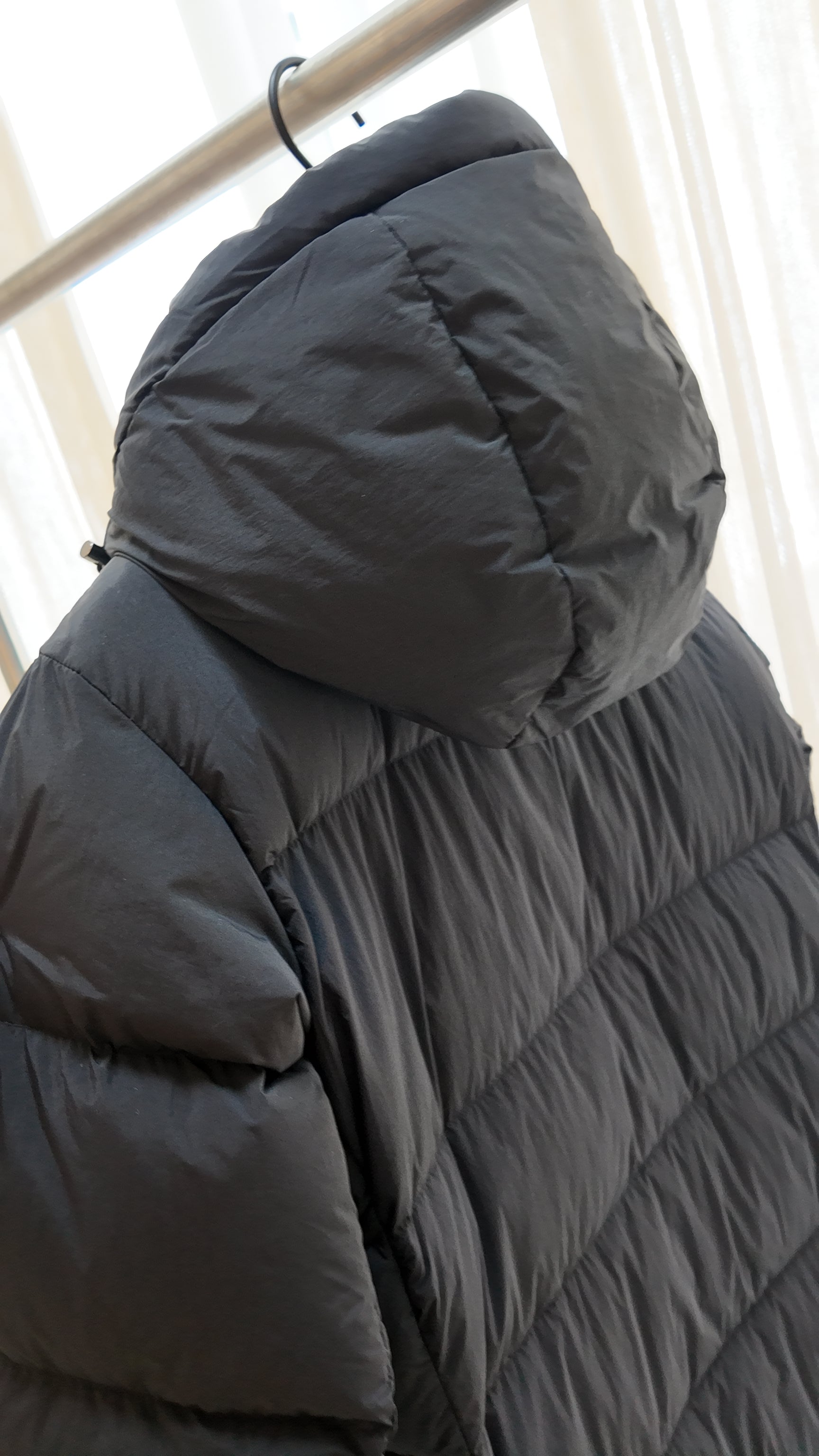 Long Duck Down Jacket With 7  horizontal baffles Hooded Warm Puffy Unisex Women Black White Grey Easy Clean 850FP model2360