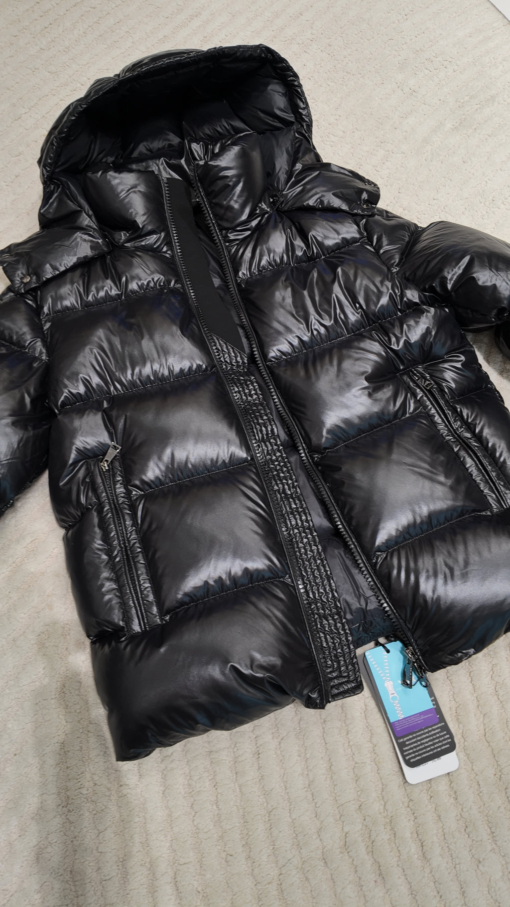 White Duck Down Hooded Jacket Puffy Fluffy Woman Cloud-like Soft Warm Unisex Man Pocket Hood Black 850FP Model2306