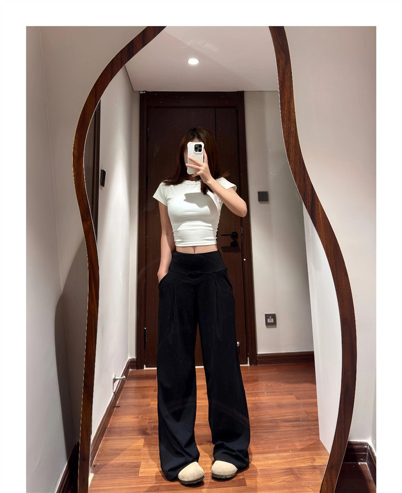 High Waisted Wide Leg Yoga Pants for Women Lycra Fabric Lounge Pants with Pockets Tummy Control & Butt Lifting Yoga Trousers