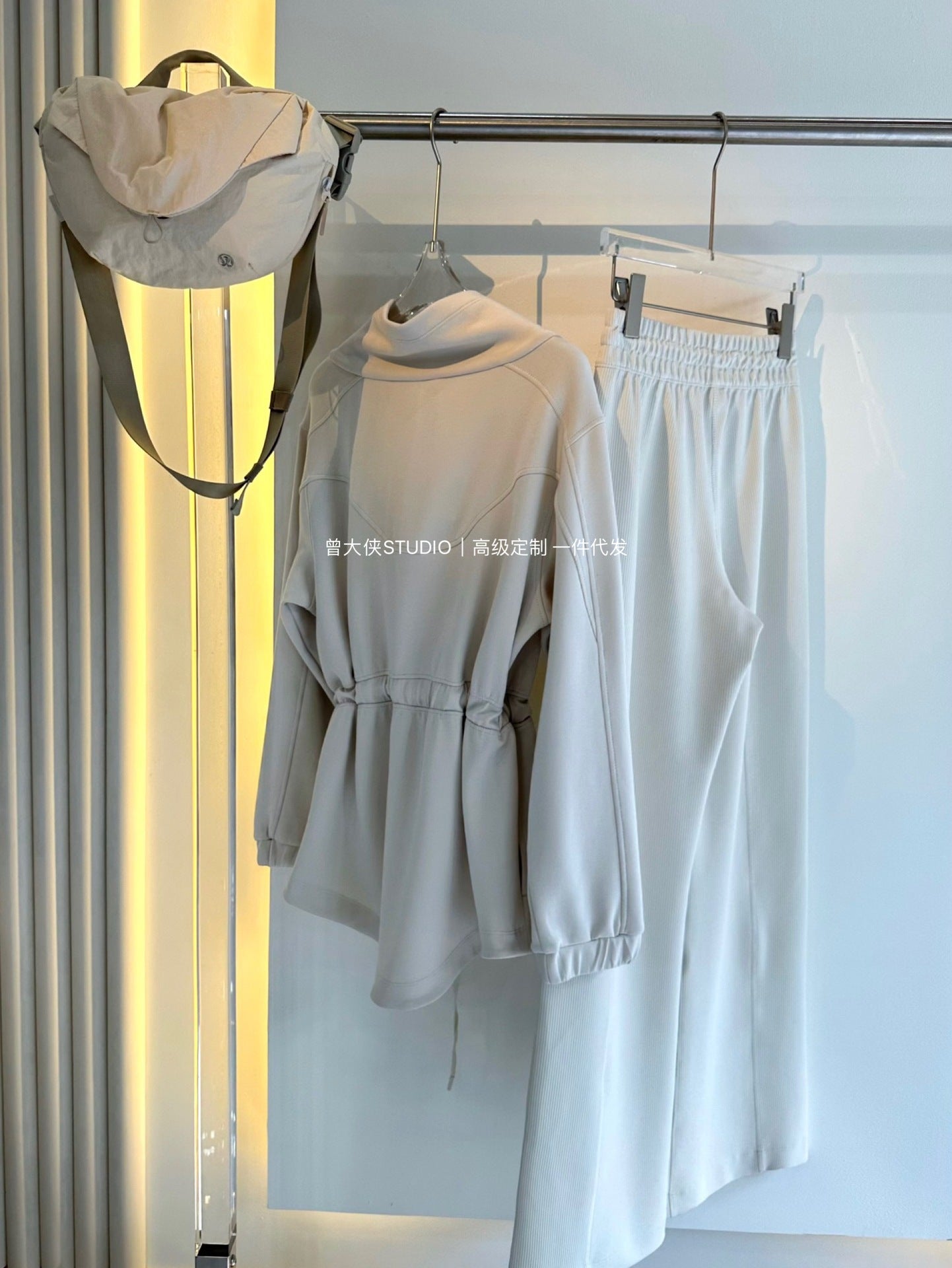 *LULU Same Style Softstreme Threaded High-Waisted Draped Casual Yoga Straight Narrow Wide-Leg Pants for Women