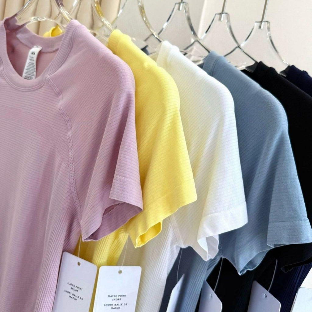 *ALO Nude Seamless Running Short Sleeve Summer Quick-Dry Sports Fitness Running Training Breathable Yoga One-Piece Fabric T