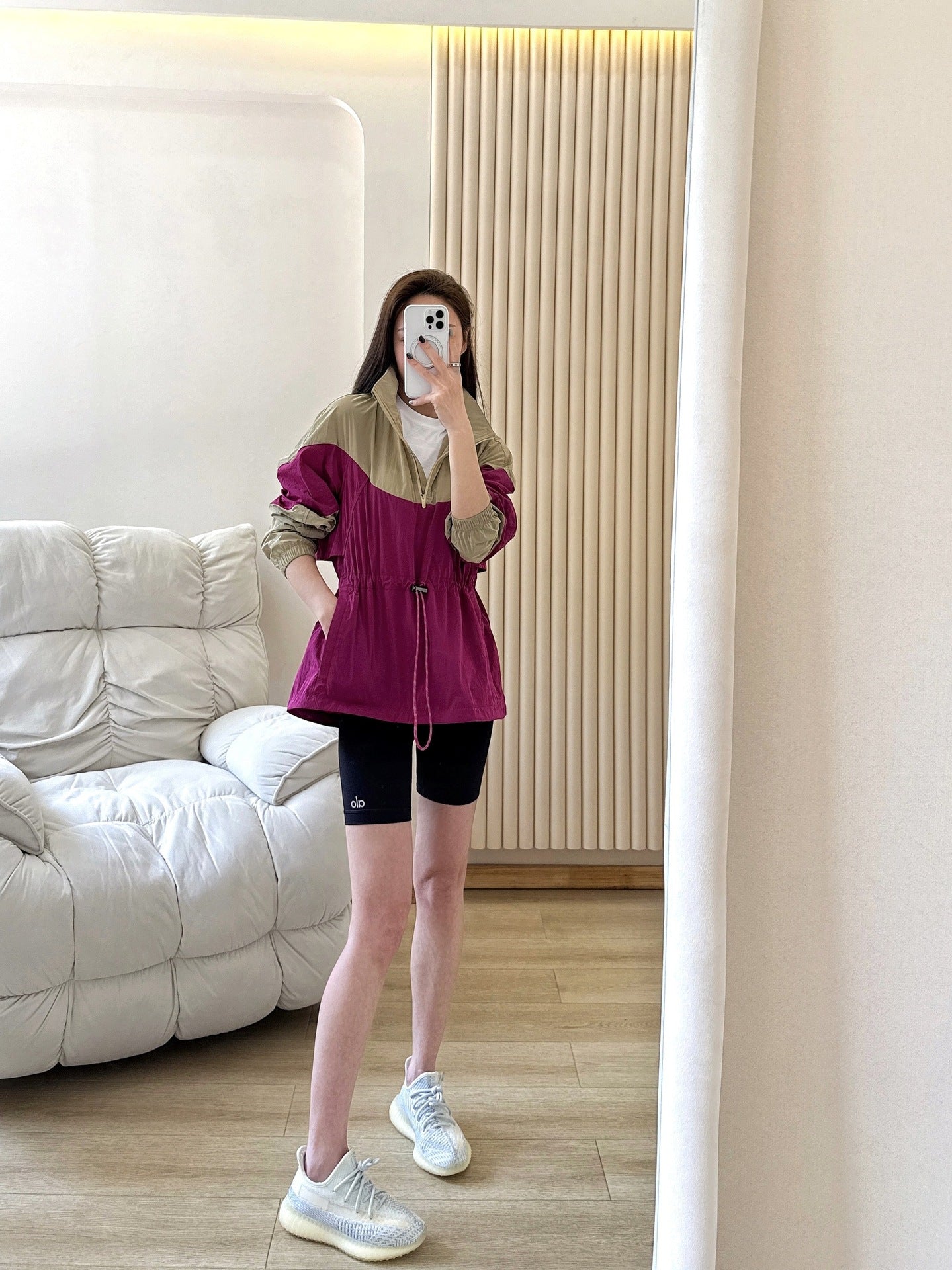 *Alo 7Inch Yoga Cycling Pants High Waist Running Sports Fitness Training Shorts Women Four Hot Pants Outer Wear Women