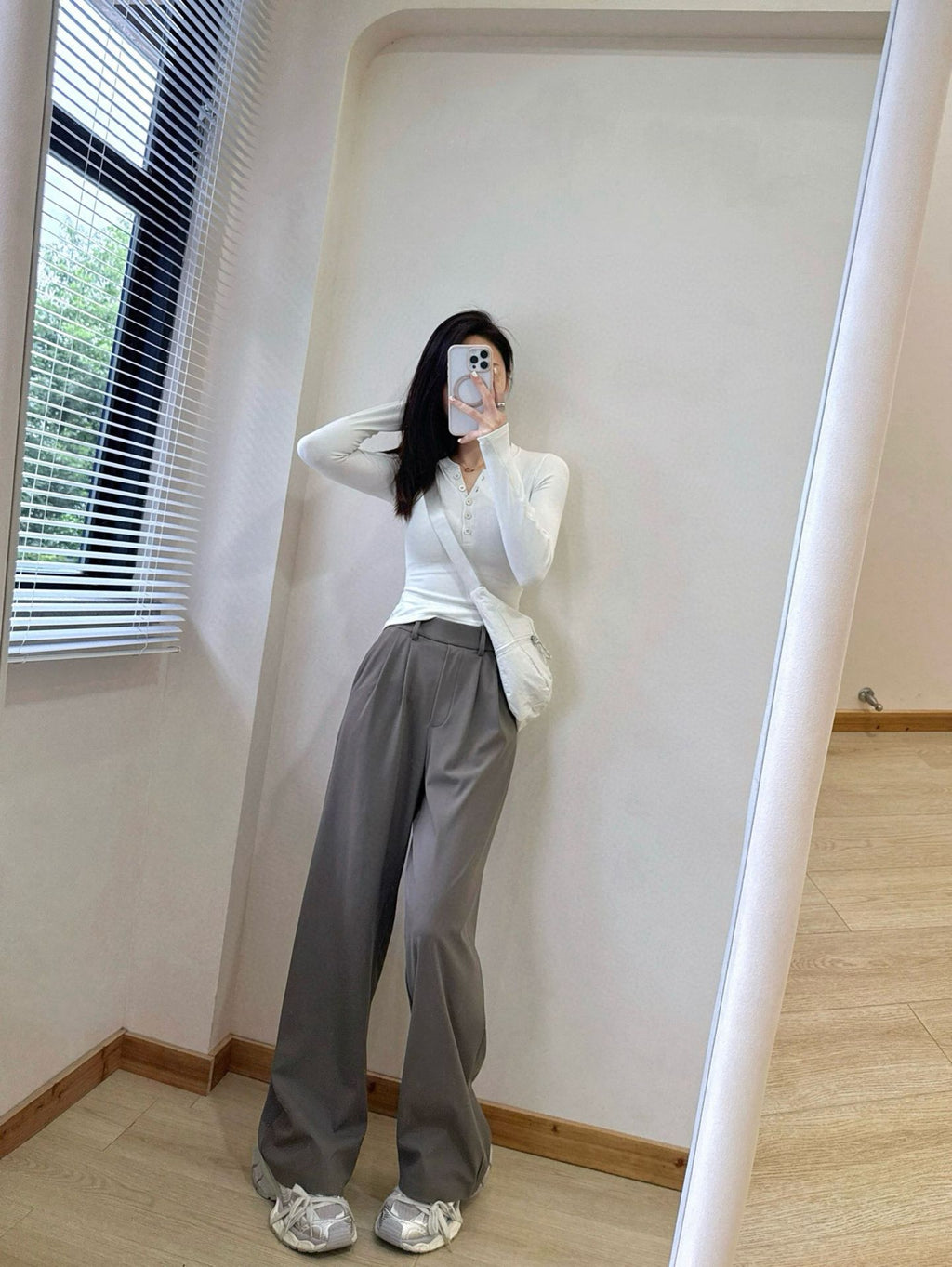 Daydrift Stretch Casual Trousers Draped Four-Way Stretch Elastic High Waist Lazy Loose Wide-Leg Pants for Women