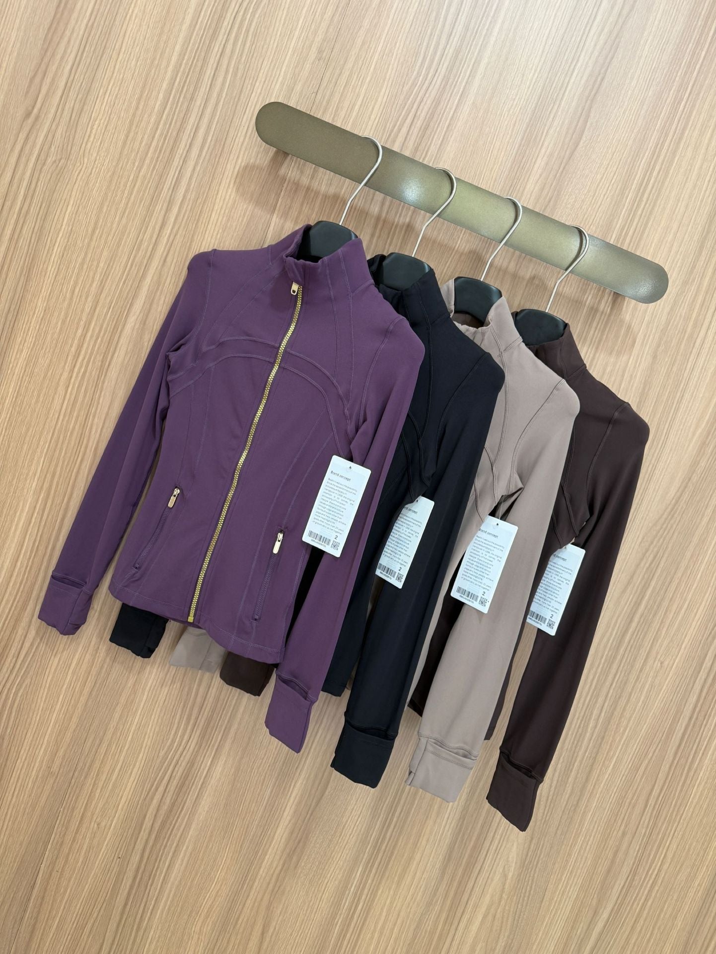 *define Gold Zipper Stand Collar Yoga Shirt lulu The same style slim-fit slimming sports fitness running jacket coat