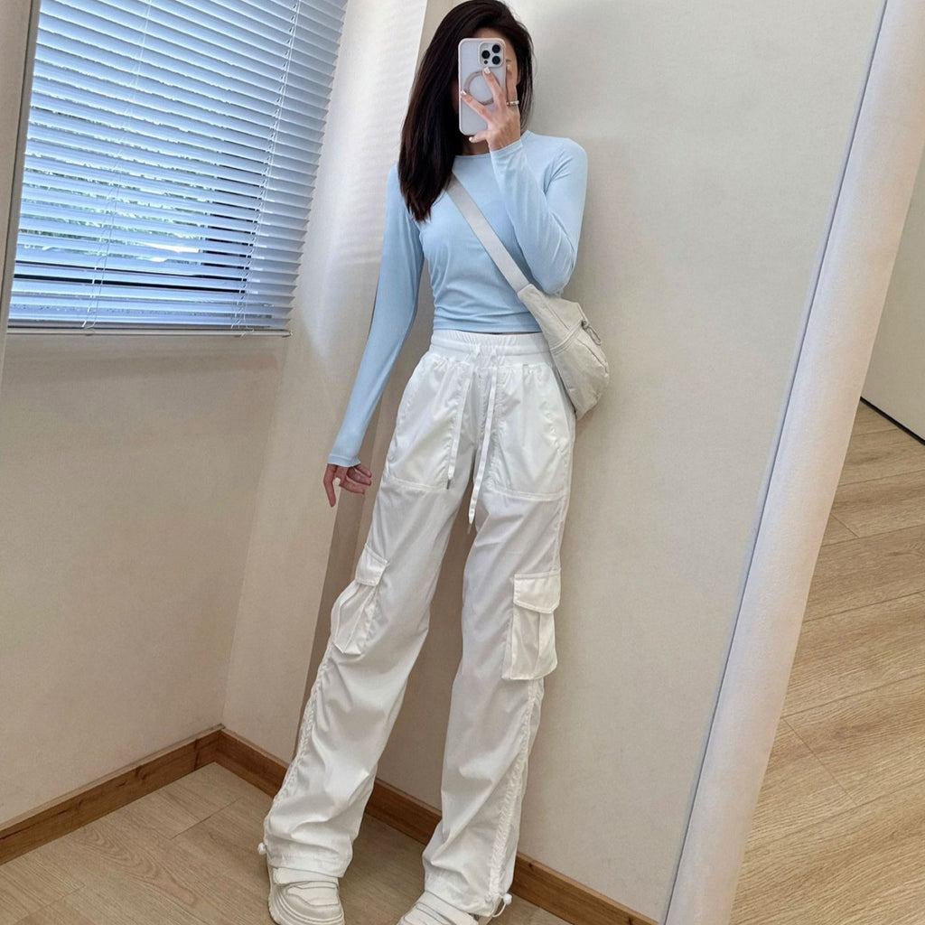 Dance Studio Workwear Loose Pants Lightweight Outdoor Quick-Dry Casual Sports High-Waist Drawstring Straight-Leg Pants for Women