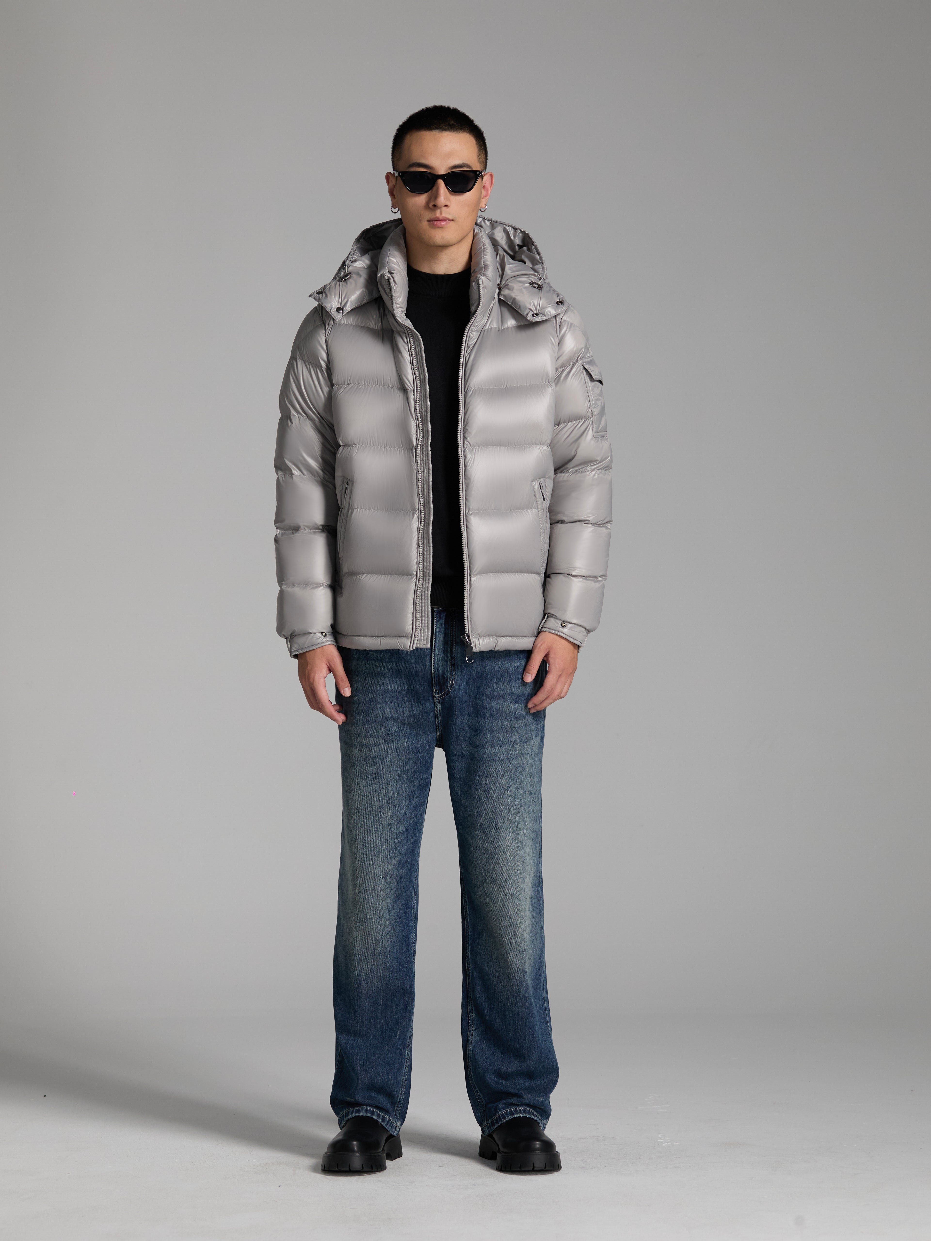 Goose DownJacket with Hat Zipper Man Woman Unisex Endurable Easy Clean Warm Light