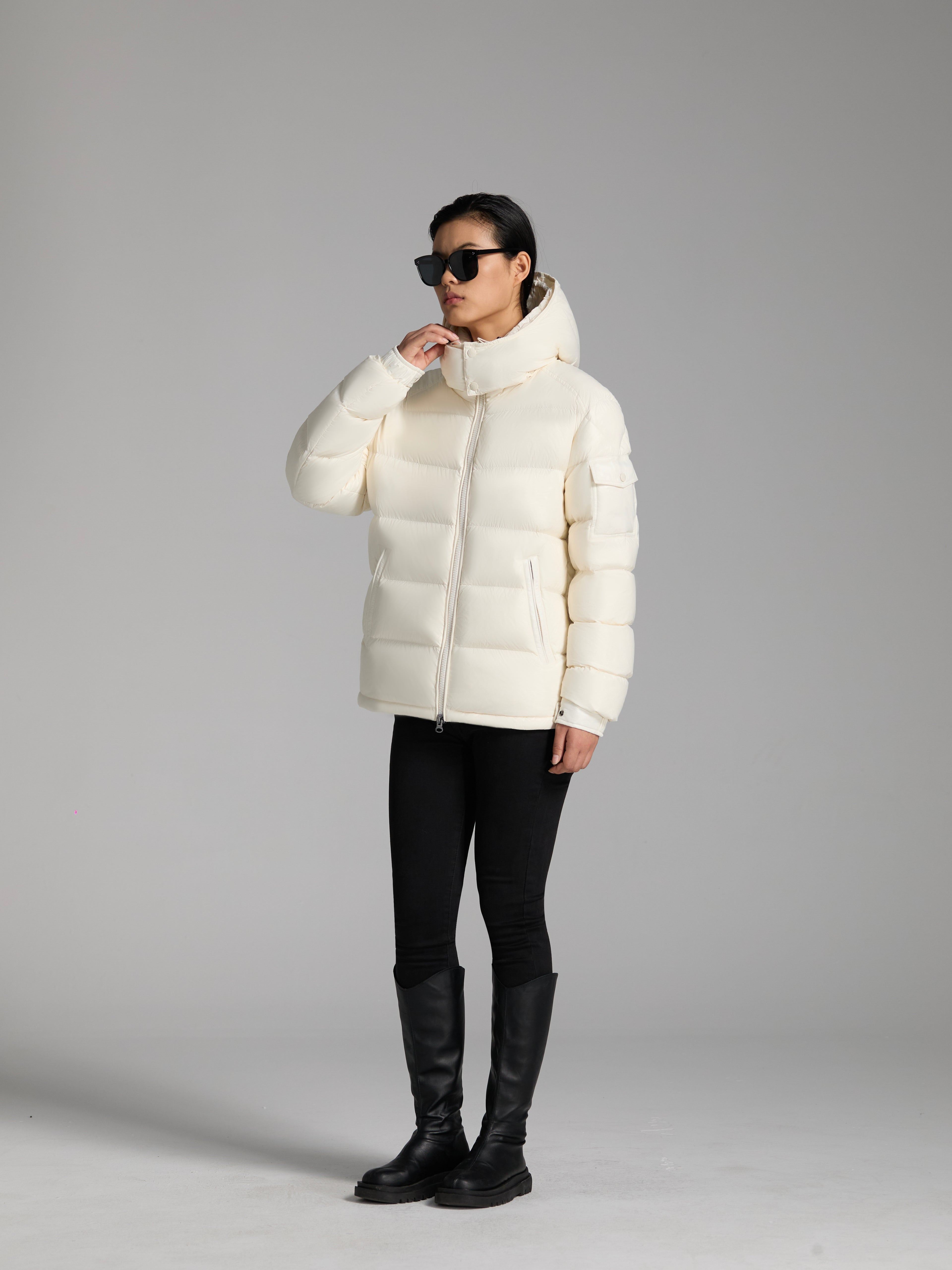 Goose DownJacket with Hat Zipper Man Woman Unisex Endurable Easy Clean Warm Light