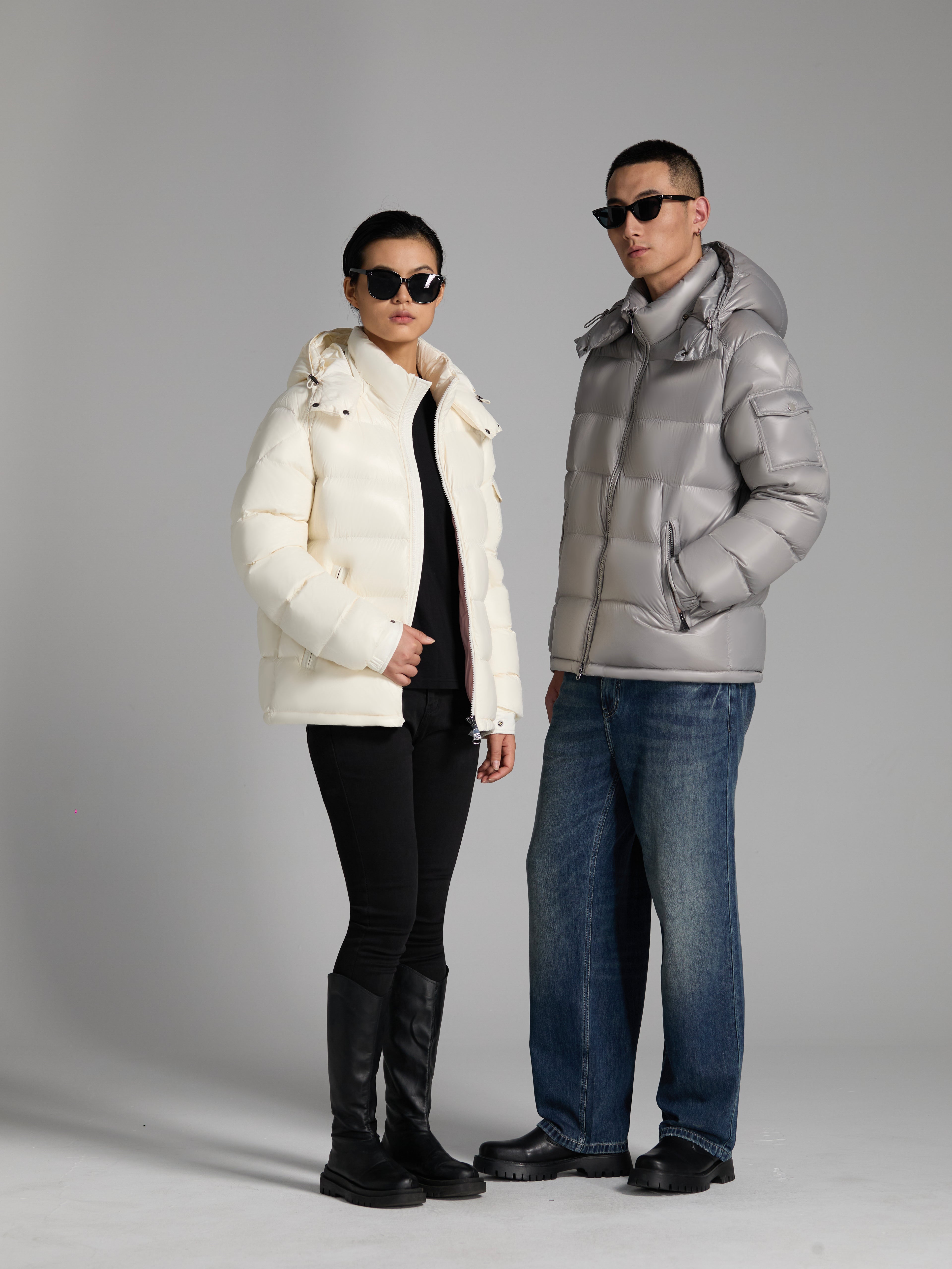Goose DownJacket with Hat Zipper Man Woman Unisex Endurable Easy Clean Warm Light