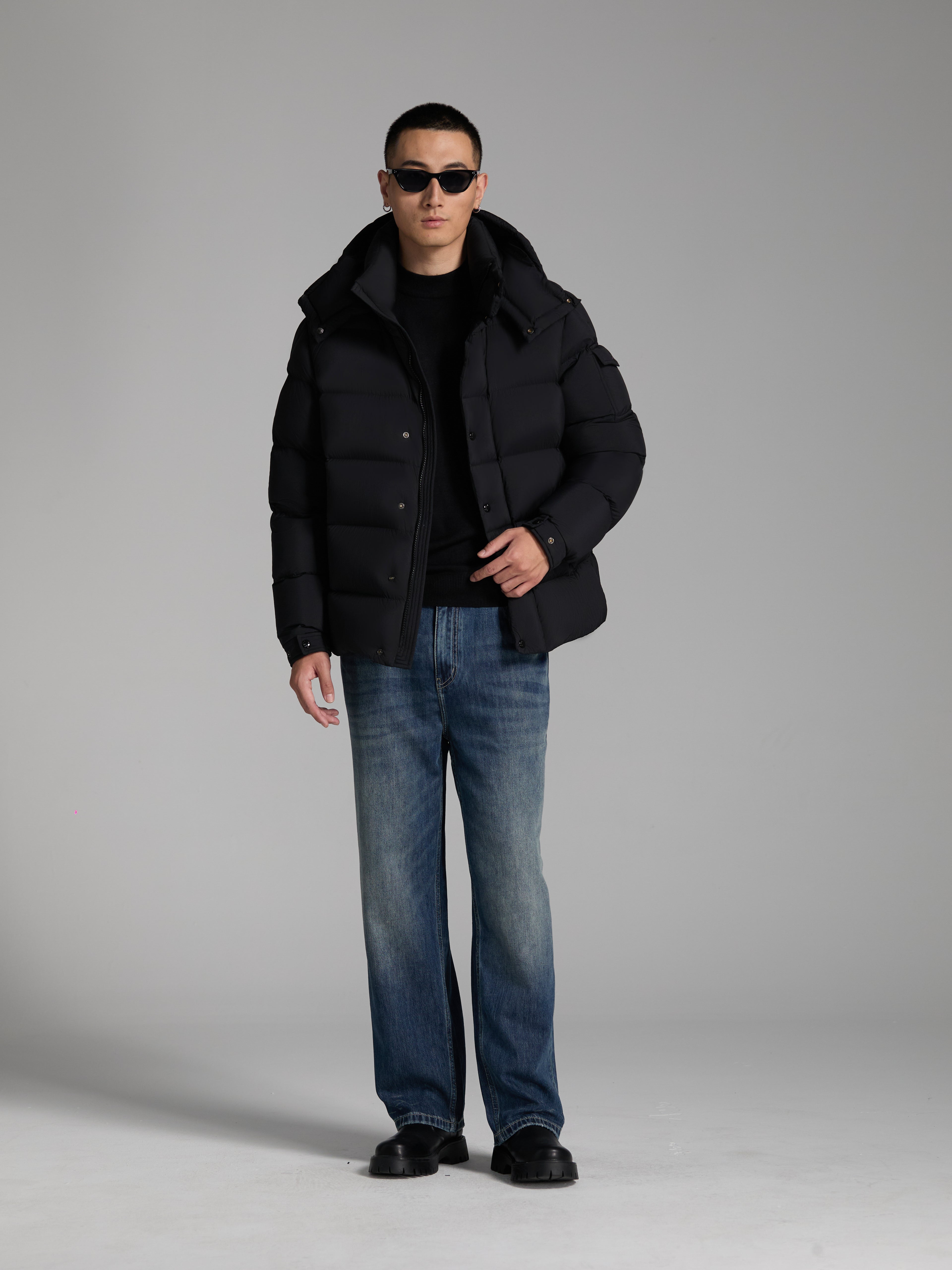 Goose Down jacket puffer fluffy warm unisex woman man easy clean hat light