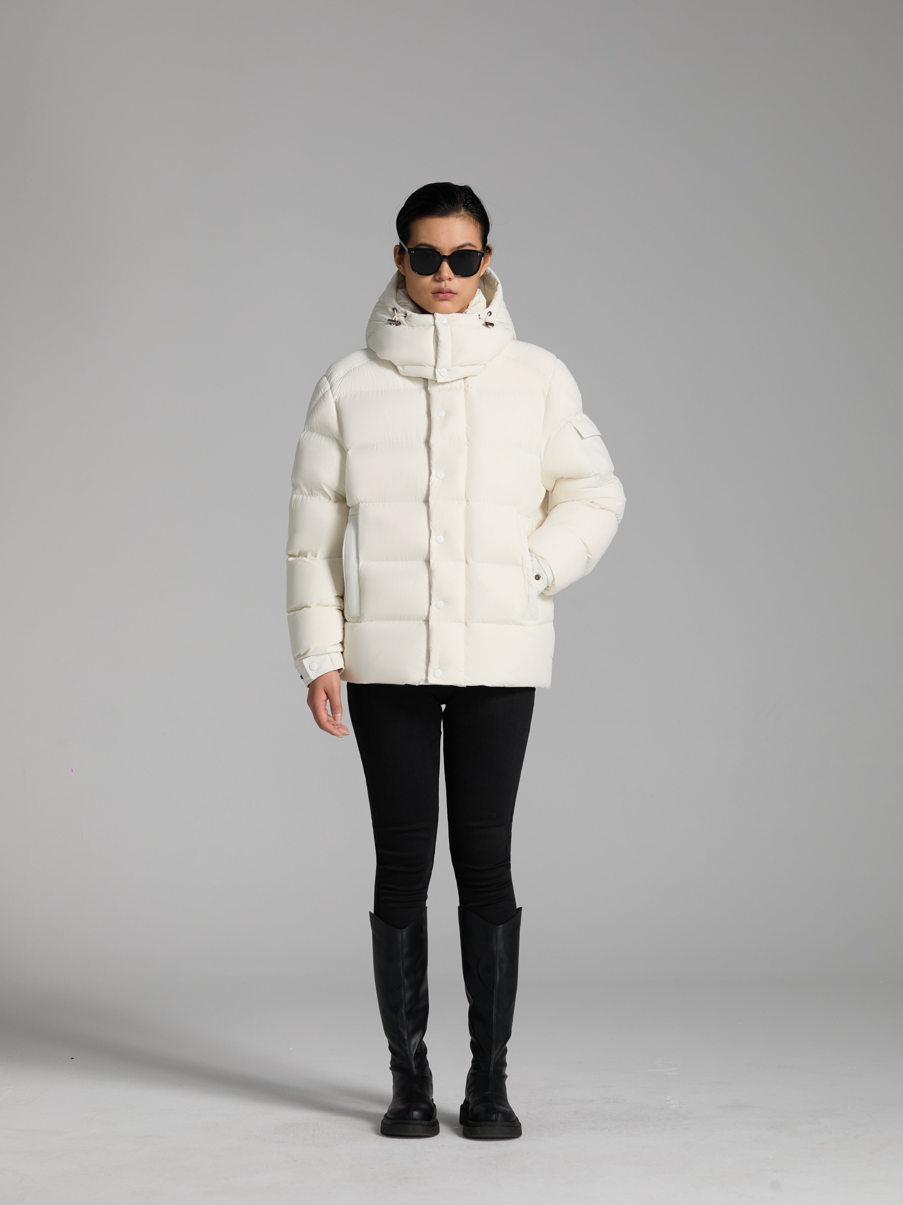 Goose Down jacket puffer fluffy warm unisex woman man easy clean hat light