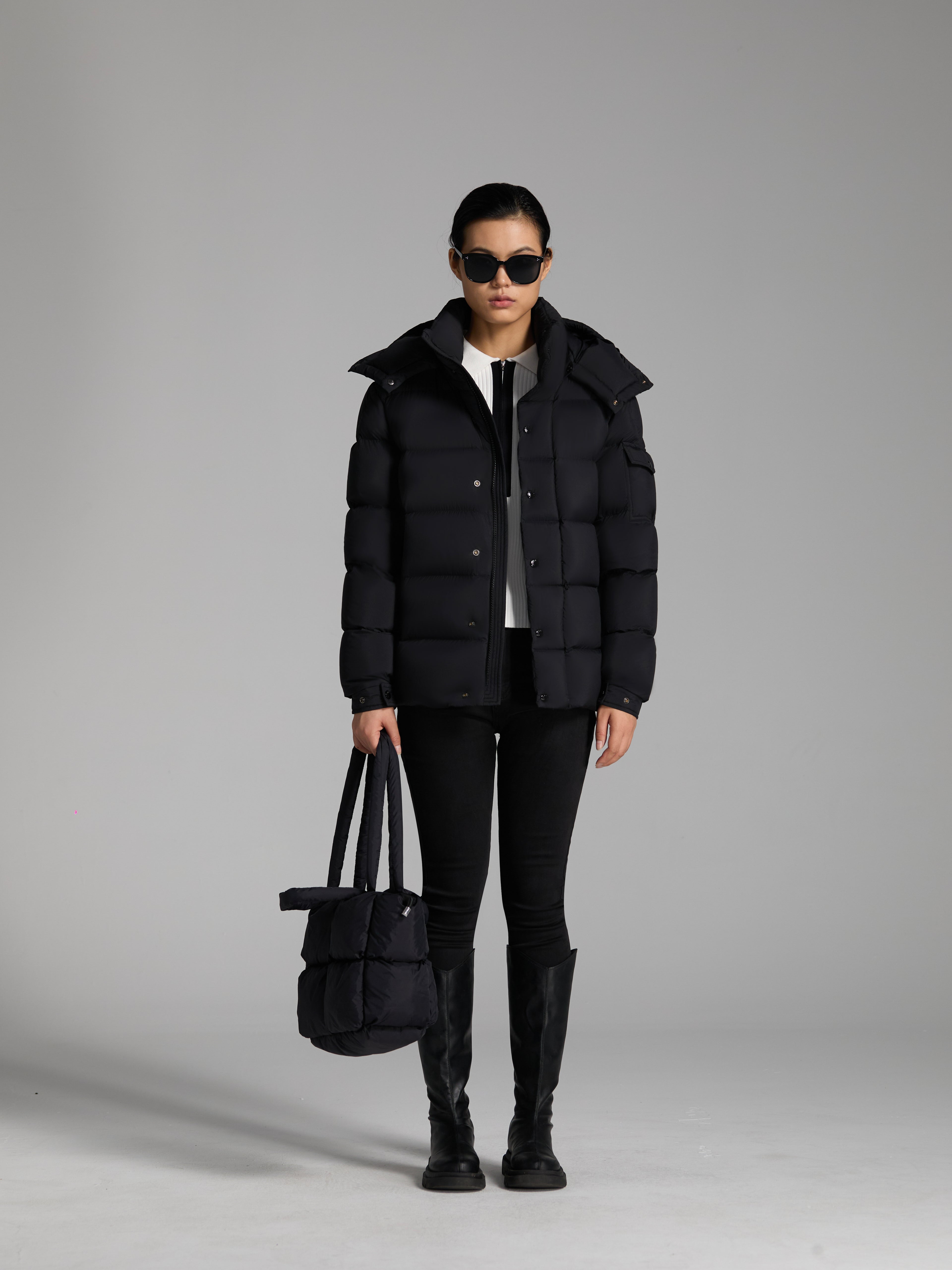 Goose Down jacket puffer fluffy warm unisex woman man easy clean hat light