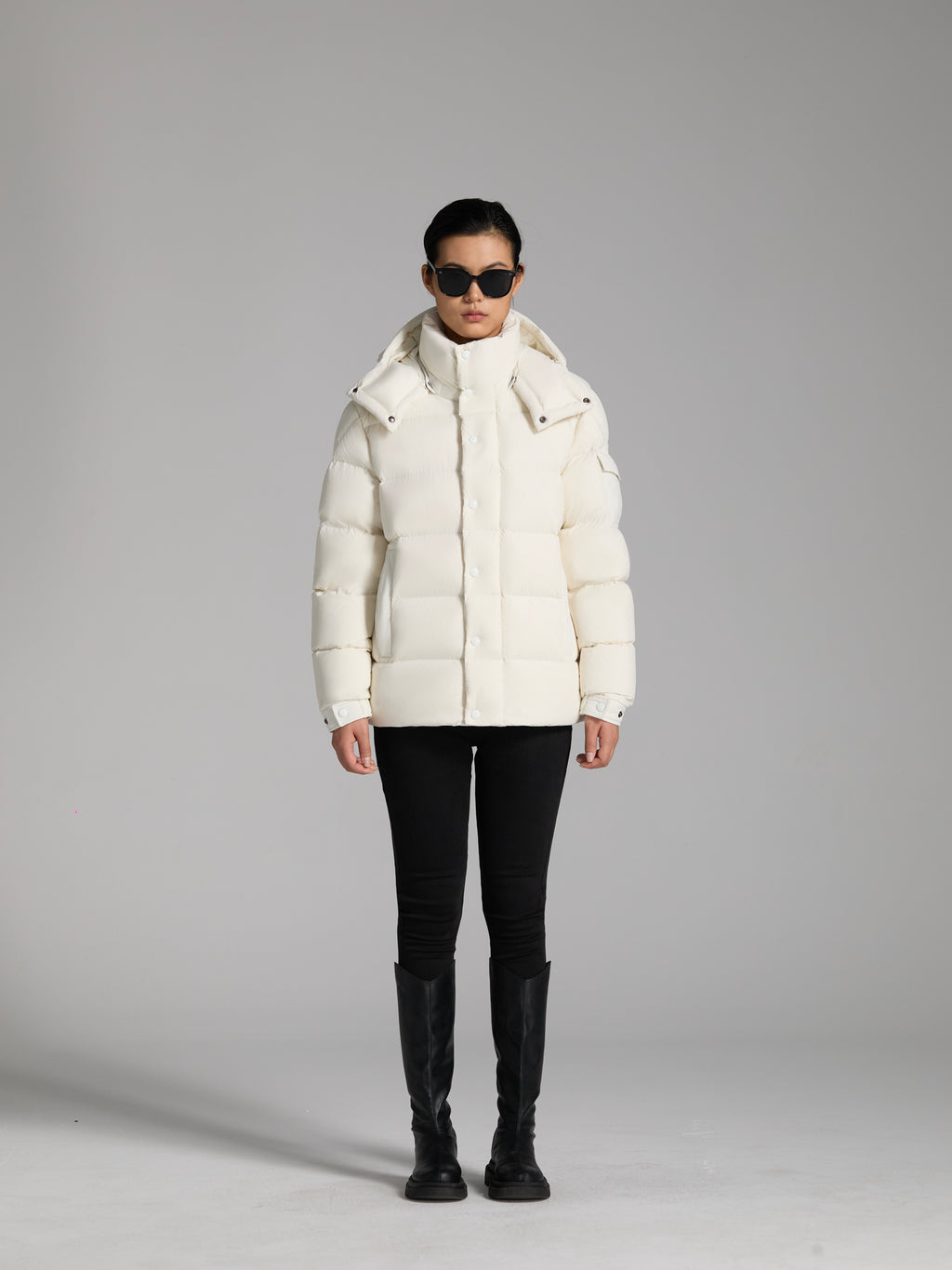 Goose Down Jacket Puffy Fluffy Warm Woman Easy Clean With Hood Lightweight 850FP model 3017
