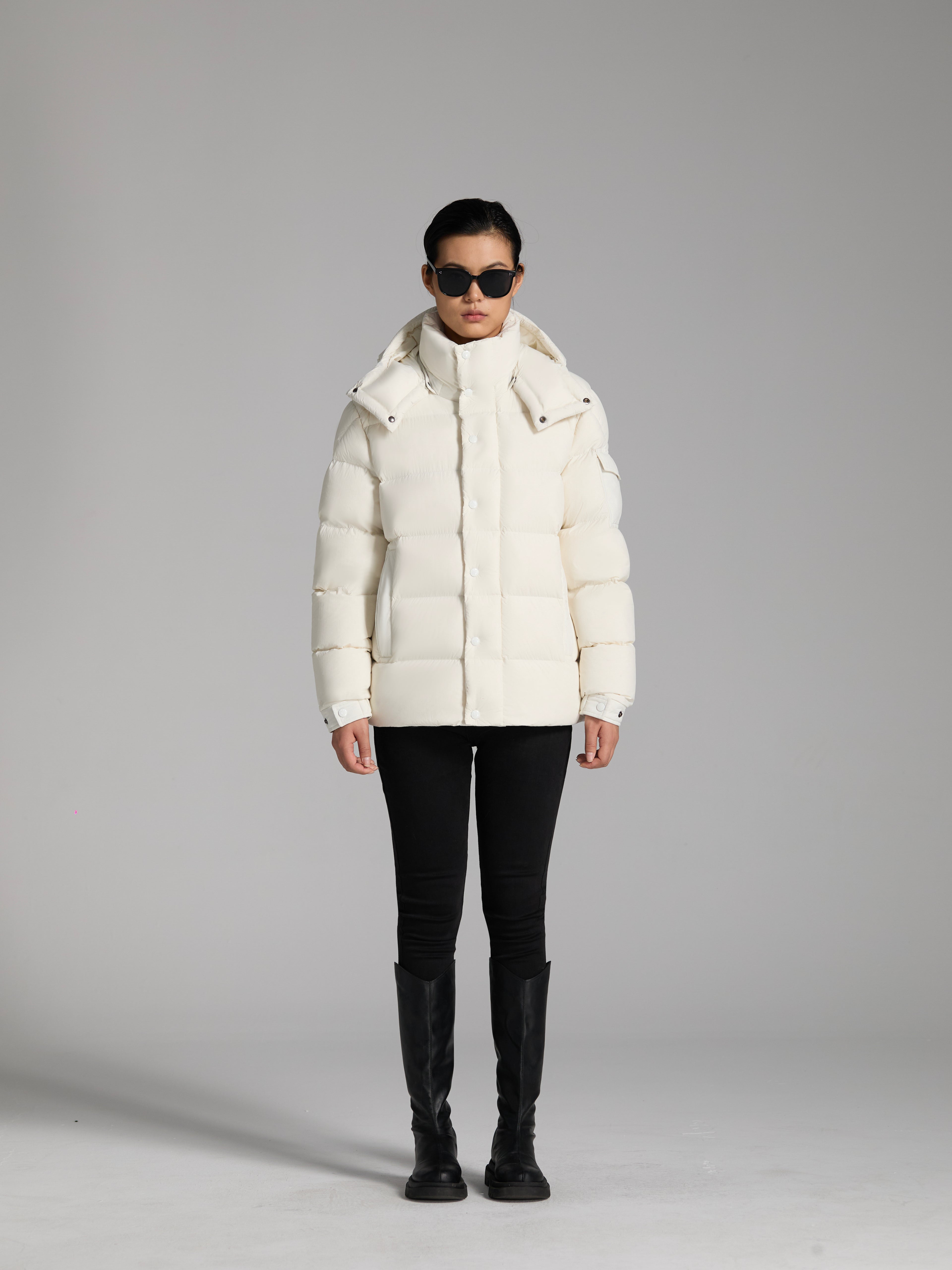 Goose Down jacket puffer fluffy warm unisex woman man easy clean hat light