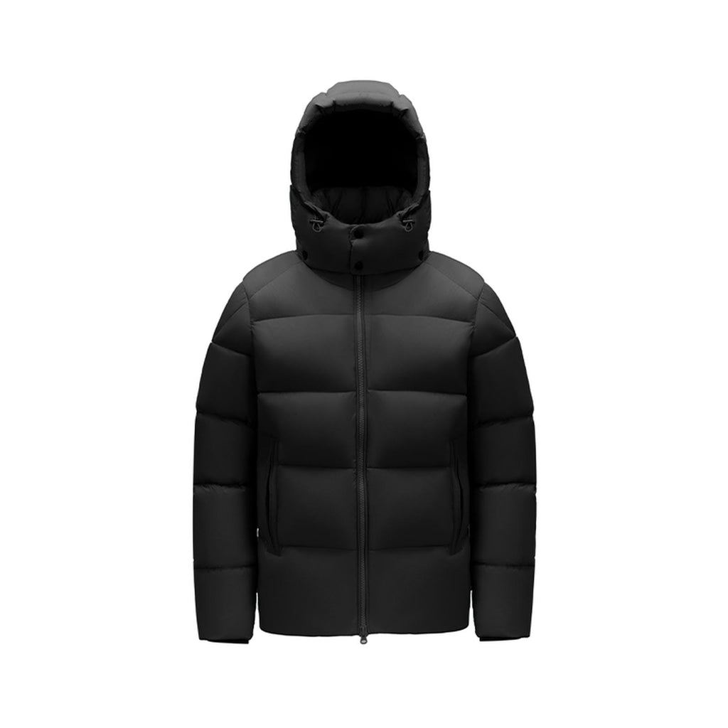 White Duck Down Hooded Jacket Puffy Fluffy Woman Cloud-like Soft Warm Unisex Man Pocket Hood Black 850FP Model2306