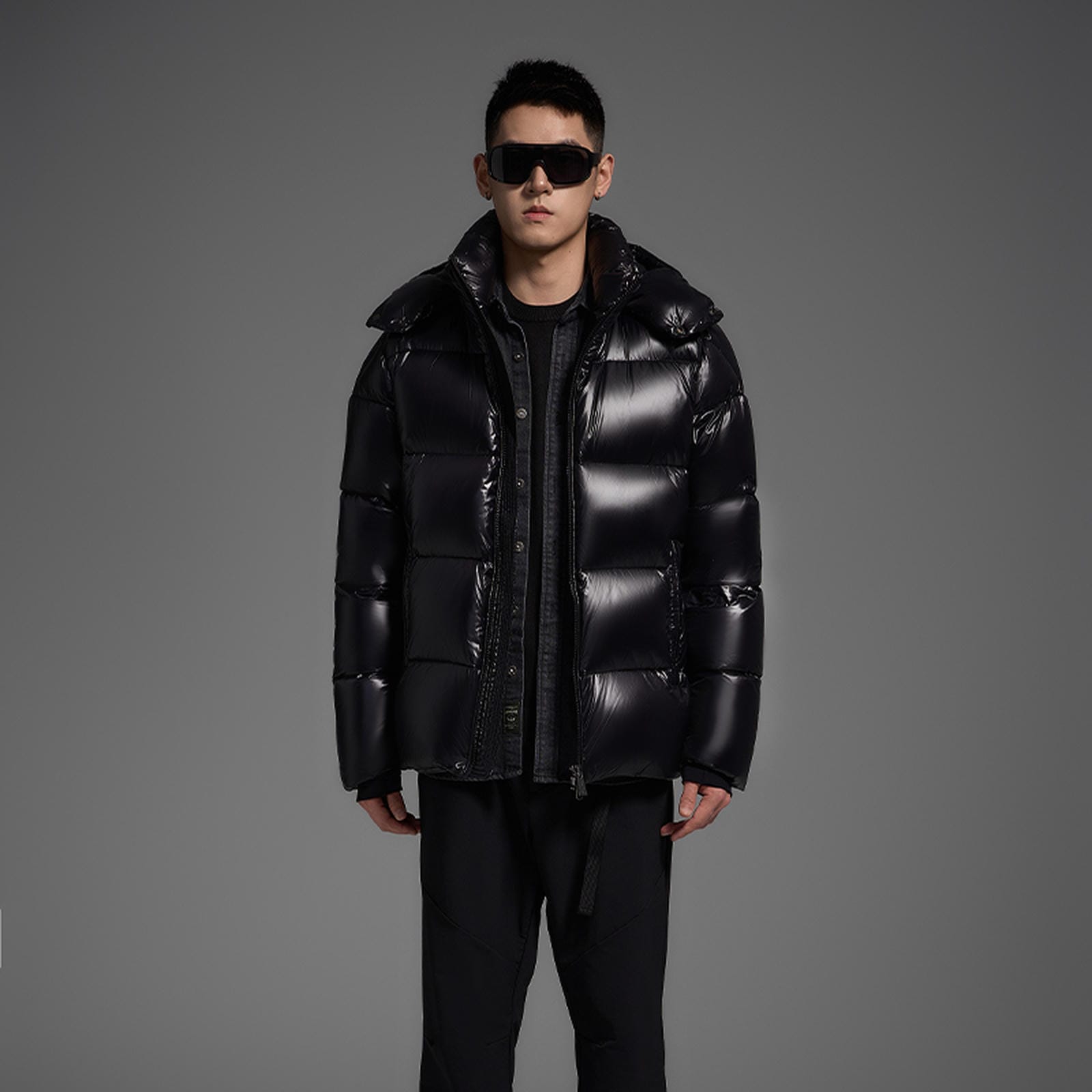 White Duck Down Hooded Jacket Puffy Fluffy Unisex Cloud-like Soft Warm Unisex Man Pocket Hood Black 850FP model 2306