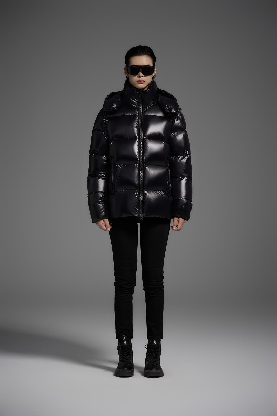 White Duck Down Hooded Jacket Puffy Fluffy Unisex Cloud-like Soft Warm Unisex Man Pocket Hood Black 850FP model 2306
