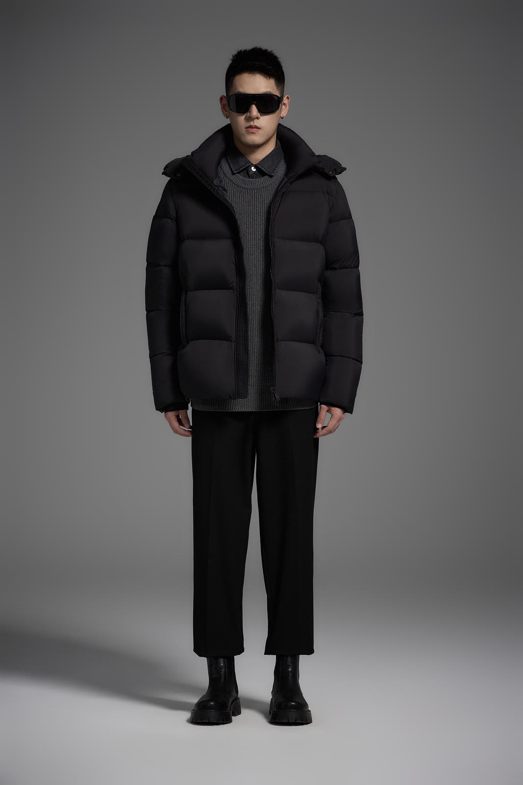 White Duck Down Hooded Jacket Puffy Fluffy Unisex Cloud-like Soft Warm Unisex Man Pocket Hood Black 850FP model 2306