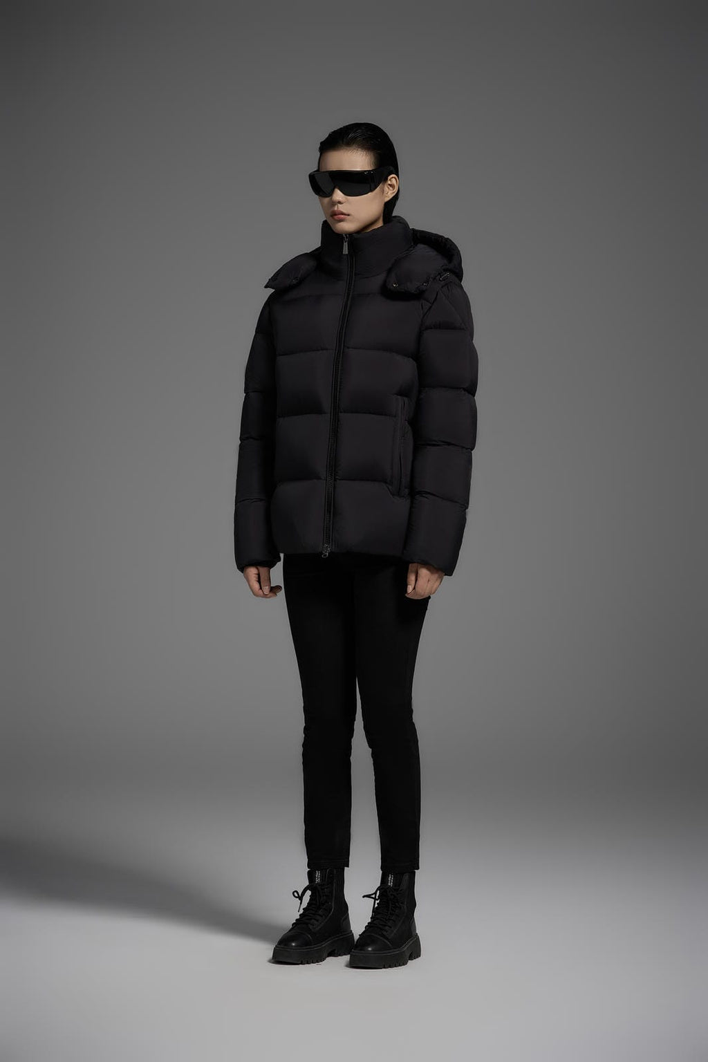 White Duck Down Hooded Jacket Puffy Fluffy Unisex Cloud-like Soft Warm Unisex Man Pocket Hood Black 850FP model 2306