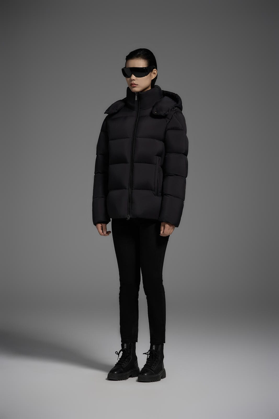 White Duck Down Hooded Jacket Puffy Fluffy Woman Cloud-like Soft Warm Unisex Man Pocket Hood Black 850FP Model2306