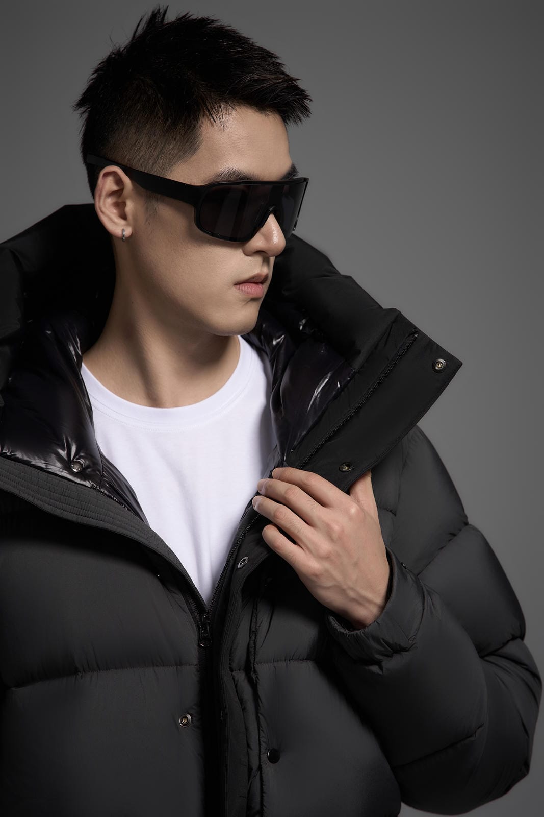 Goose Down Jacket Coat Warm Black Dark Color Unisex Hooded 850FP Toasty Cozy Soft Downy Lightweight model 2319