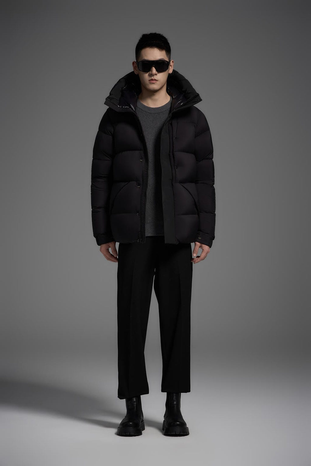 Goose Down Jacket Coat Warm Black Dark Color Unisex Hooded 850FP Toasty Cozy Soft Downy Lightweight model 2319