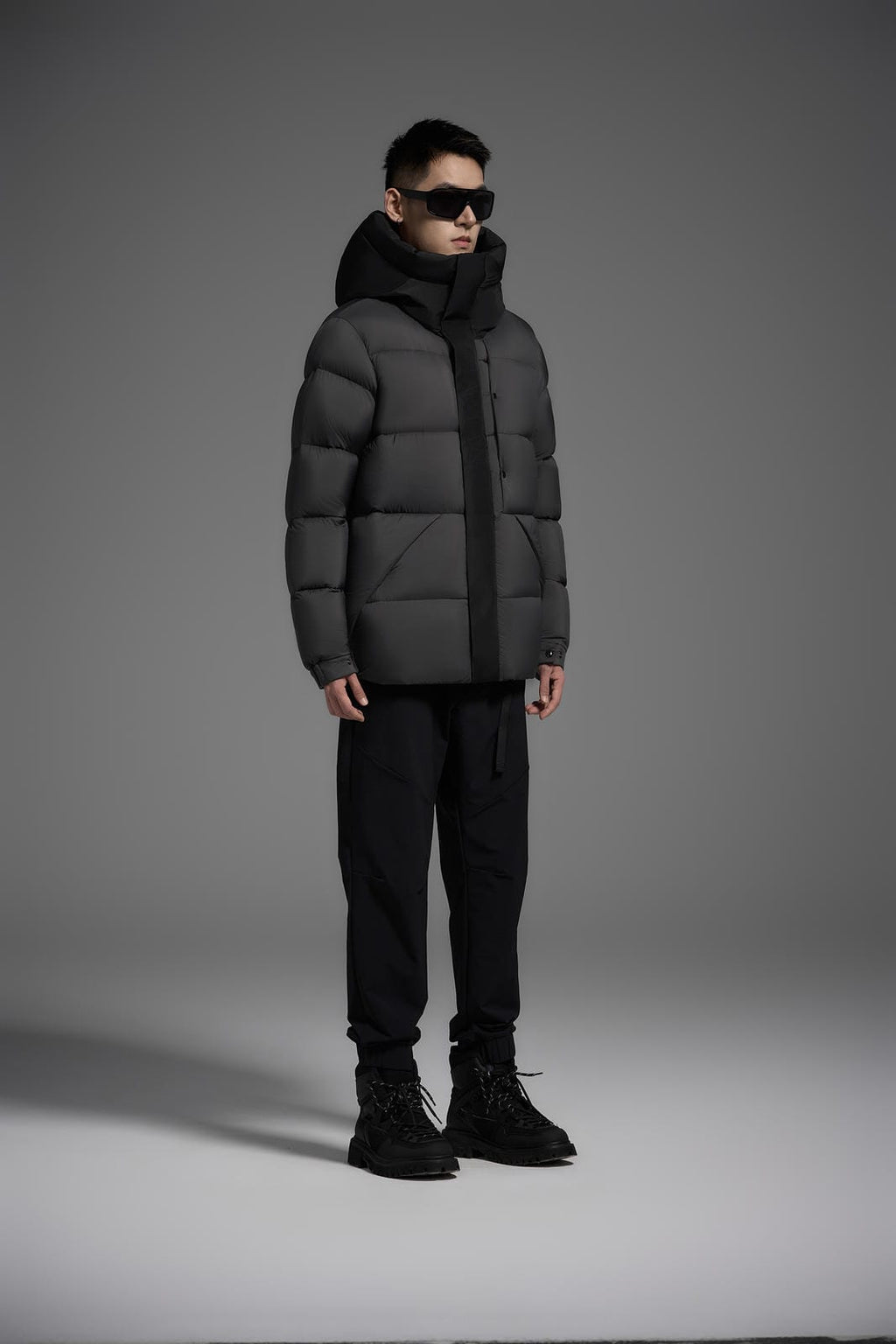 Goose Down Jacket Coat Warm Black Dark Color Unisex Hooded 850FP Toasty Cozy Soft Downy Lightweight model 2319