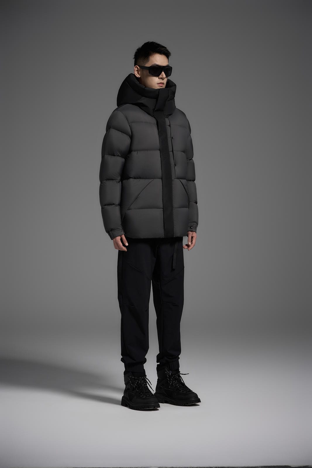 Goose Down Jacket Coat Warm Black Dark Color Unisex Hooded 850FP Toasty Cozy Soft Downy Lightweight model 2319