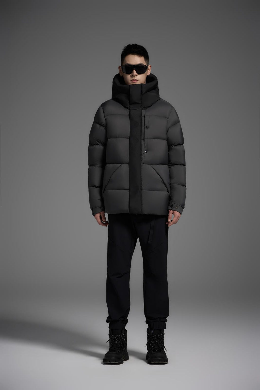 Goose Down Jacket Coat Warm Black Dark Color Unisex Hooded 850FP Toasty Cozy Soft Downy Lightweight model 2319