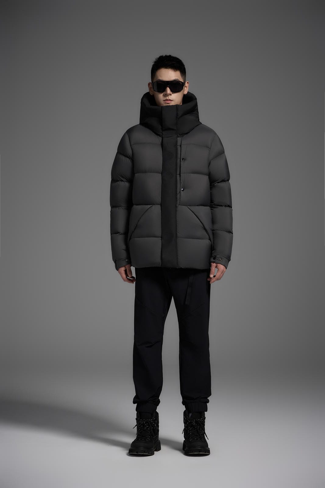 Goose Down Jacket Coat Warm Black Dark Color Unisex Hooded 850FP Toasty Cozy Soft Downy Lightweight model 2319