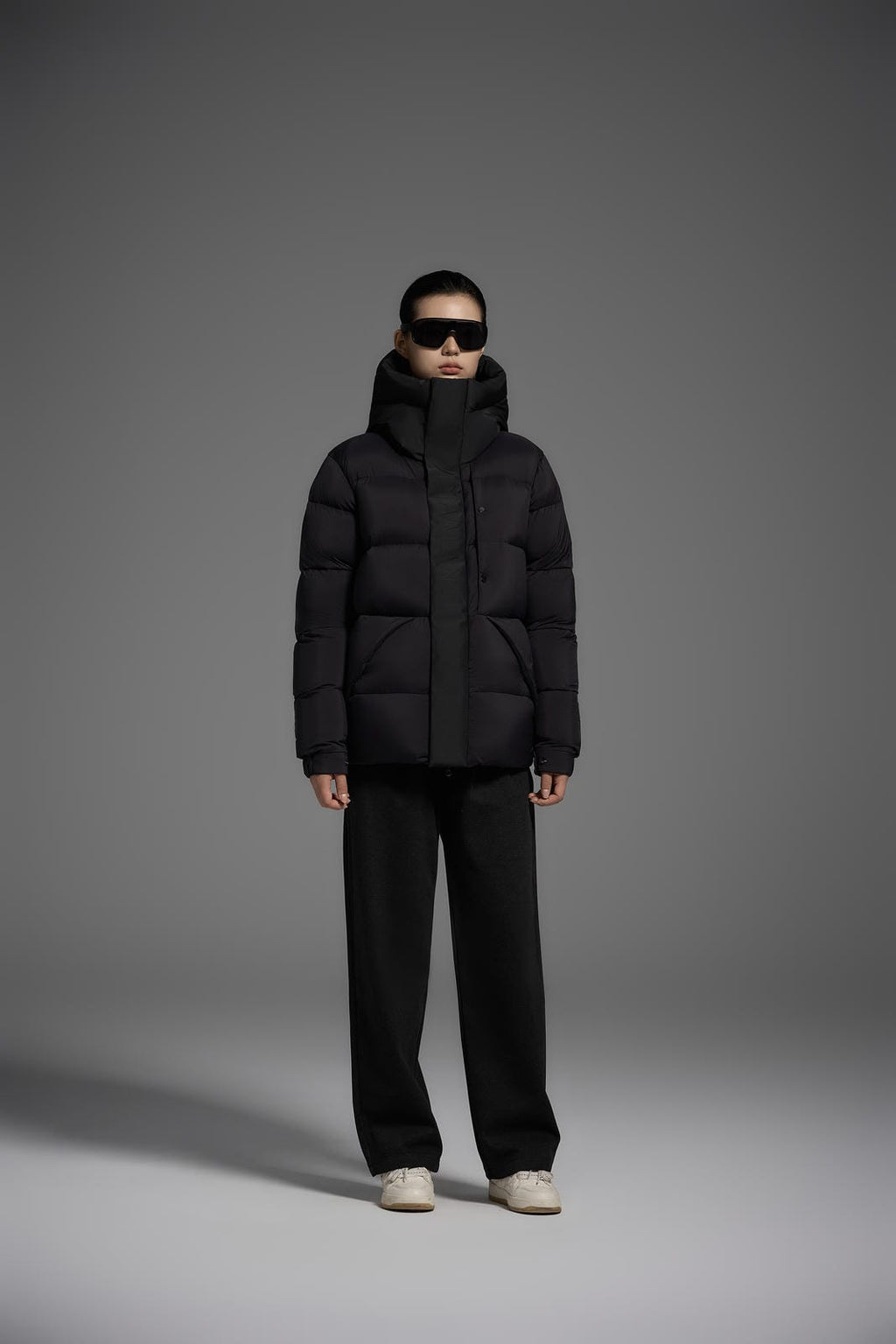 Goose Down Jacket Coat Warm Black Dark Color Unisex Hooded 850FP Toasty Cozy Soft Downy Lightweight model 2319