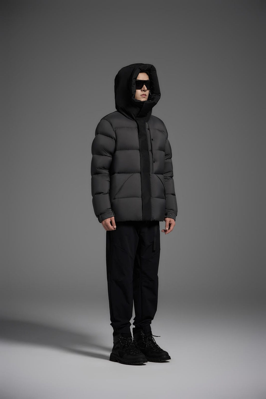 Goose Down Jacket Coat Warm Black Dark Color Unisex Hooded 850FP Toasty Cozy Soft Downy Lightweight model 2319