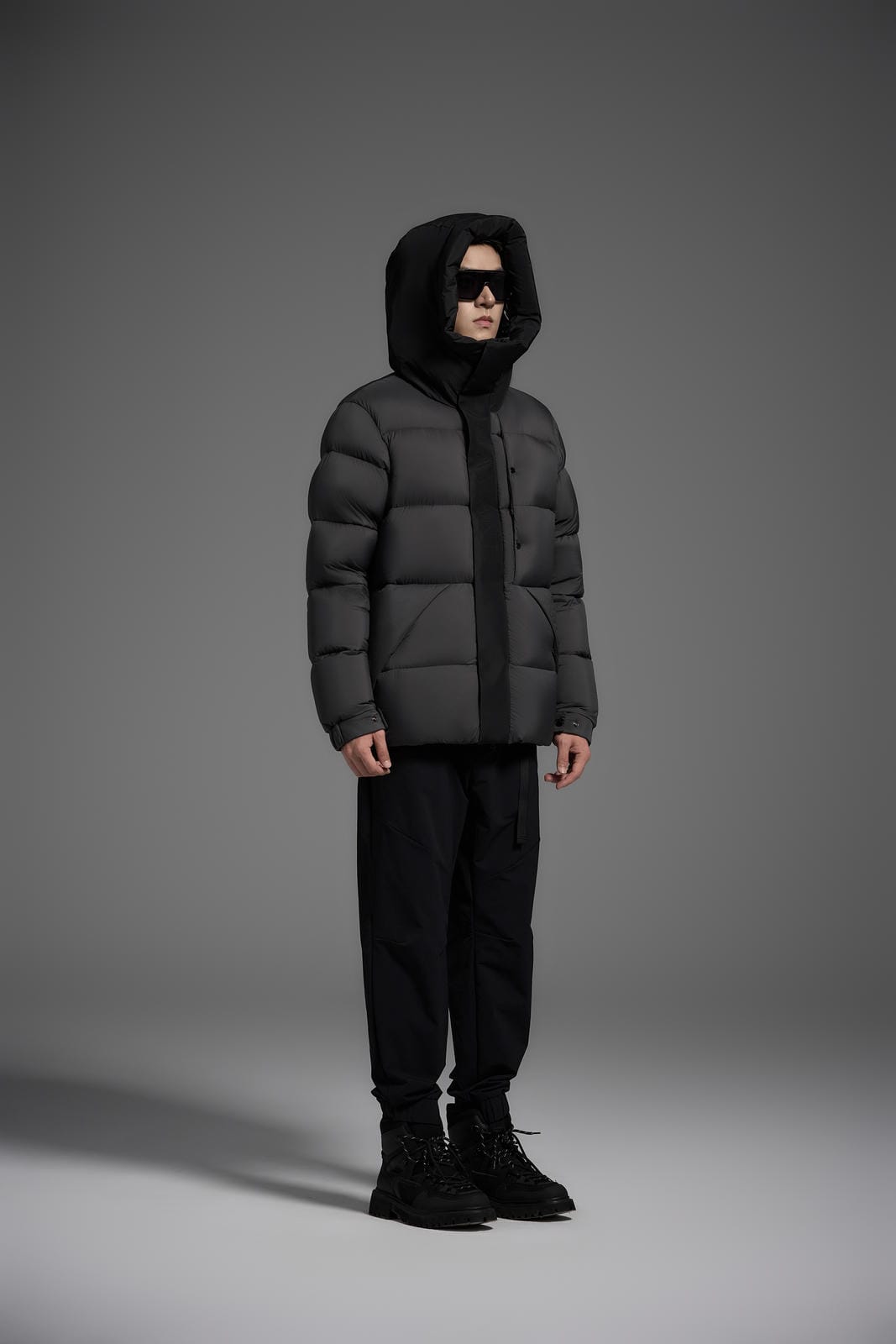 Goose Down Jacket Coat Warm Black Dark Color Unisex Hooded 850FP Toasty Cozy Soft Downy Lightweight model 2319