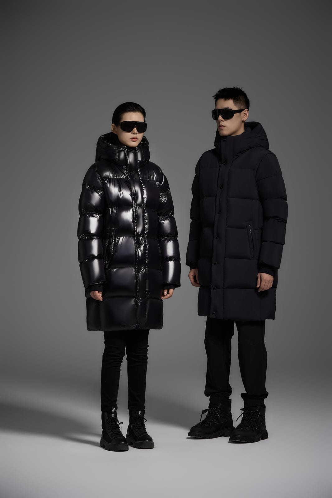 Long Duck Down Jacket With  6 horizontal baffles Hooded 850FP Warm Puffy Unisex Black Pocket Woman Man Easy Clean model 2323