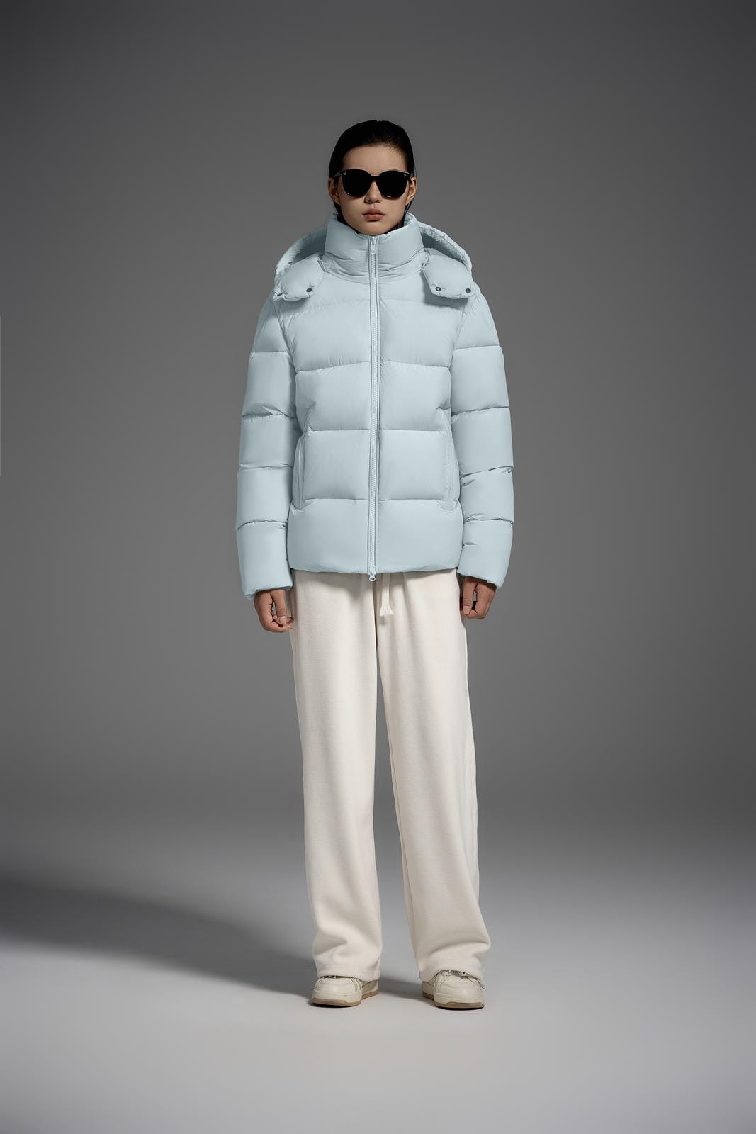 White Duck Down Hooded Jacket Puffy Fluffy Woman Cloud-like Soft Warm Unisex Man Pocket Hood Black 850FP Model2306