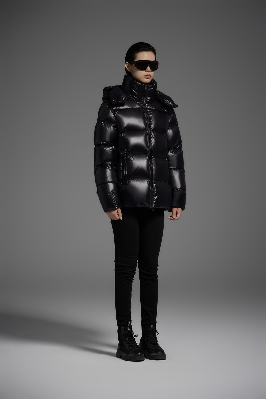 White Duck Down Hooded Jacket Puffy Fluffy Woman Cloud-like Soft Warm Unisex Man Pocket Hood Black 850FP Model2306