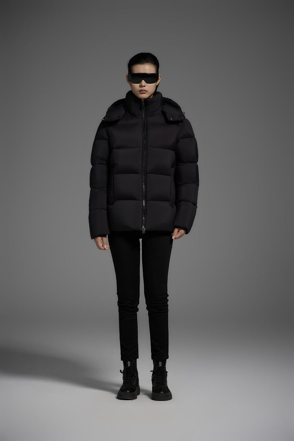 White Duck Down Hooded Jacket Puffy Fluffy Woman Cloud-like Soft Warm Unisex Man Pocket Hood Black 850FP Model2306