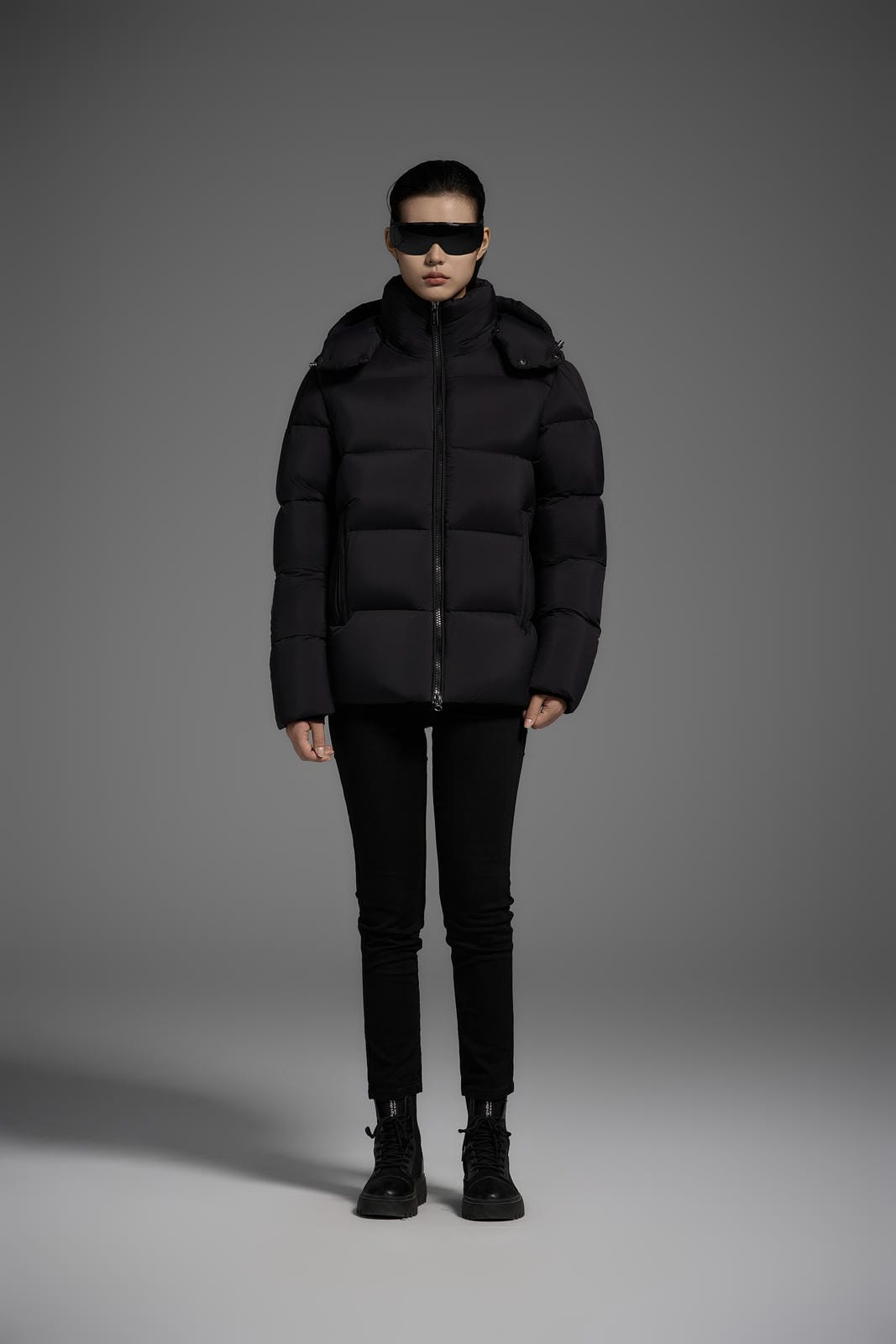 White Duck Down Hooded Jacket Puffy Fluffy Woman Cloud-like Soft Warm Unisex Man Pocket Hood Black 850FP Model2306
