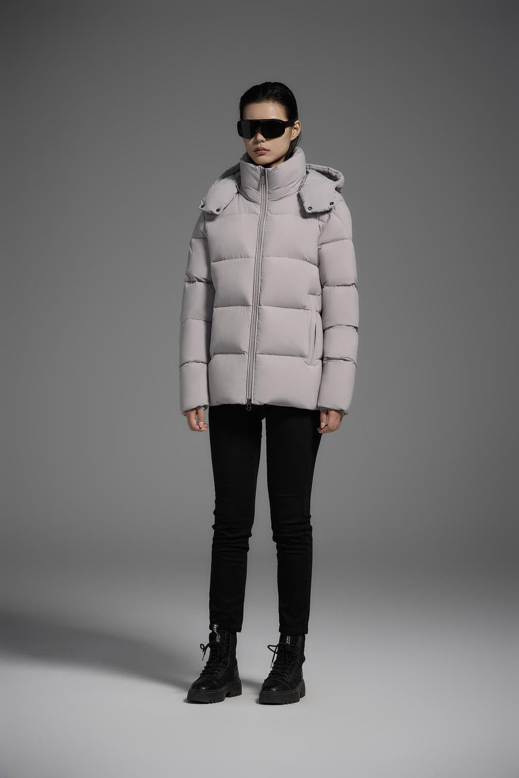 White Duck Down Hooded Jacket Puffy Fluffy Woman Cloud-like Soft Warm Unisex Man Pocket Hood Black 850FP Model2306